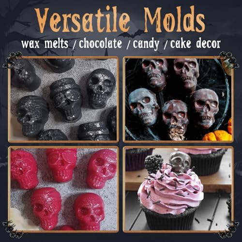 Skull Silicone Molds Halloween 2 Pack 10 Cavity for Chocolate Candy