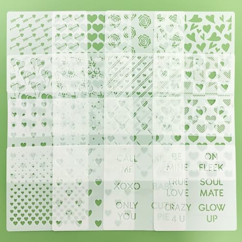 6in Hearts Love Cookie Stencils for Royal Icing (16 Count)