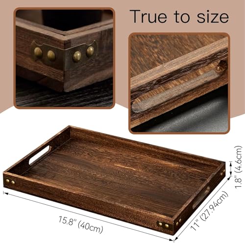 Wood Serving Tray with Handles for Breakfast in Bed