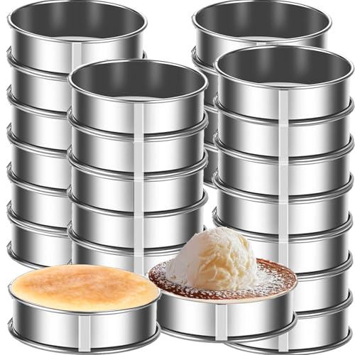 24packs Crumpet Rings 4 Inch English Muffin Rings Stainless Steel Double Rolled Nonstick Metal Round Tart Ring Molds for Cookie Cooking Baking (24 Count)