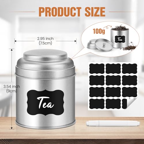 Tea Tin with Airtight Double Lids for Loose Leaf Tea Storage (6 Count)