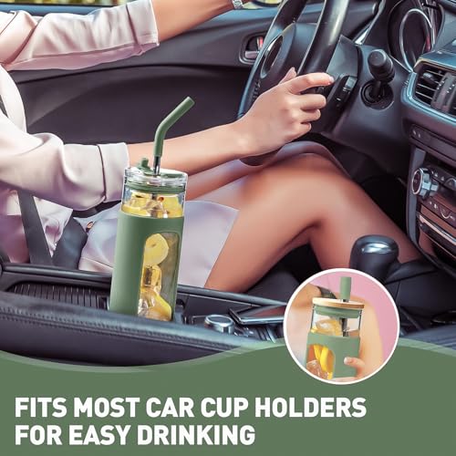 24oz Glass Tumbler with 2 Lids and Straws