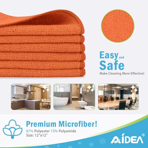 Orange Microfiber Cleaning Cloth (12 Count)