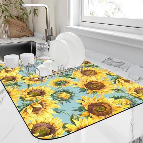 Dish Drying Mat for Kitchen Counter Absorbent Dish Coffee Mat 16"X24"