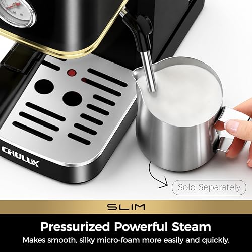 Slim Espresso Machine with Milk Frother for Home Latte