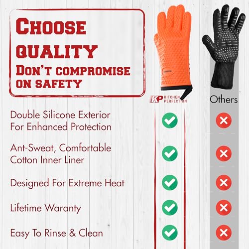 Silicone Griddle Grill Gloves Heat Resistant Oven Mitts