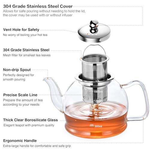 STNTUS Glass Teapot (52 Ounce)
