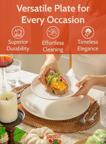 Porcelain 7.8 Inch Dessert Plates Set of 6 (6 Count)
