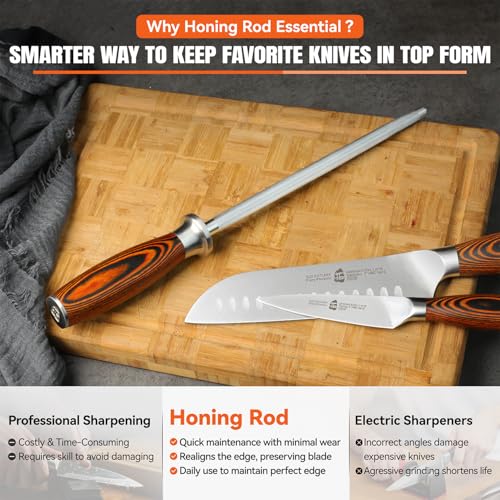 Honing Rod Sharpening Steel with Larger Diameter for Kitchen Knife Daily Honing Maintenance