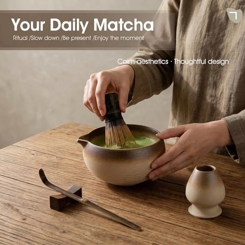 Matcha Set, 5-Piece Matcha Whisk Set with Bowl & 100-Prong Whisk (5 Count)