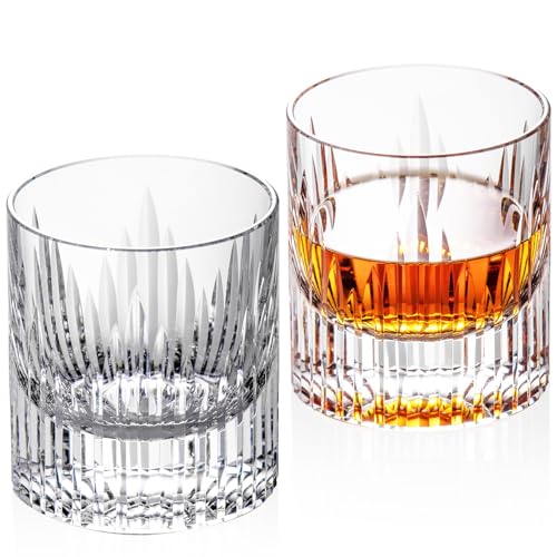 Crystal Whiskey Glasses Set of 2 Hand Blown Old Fashioned Glasses (2.02 Count)