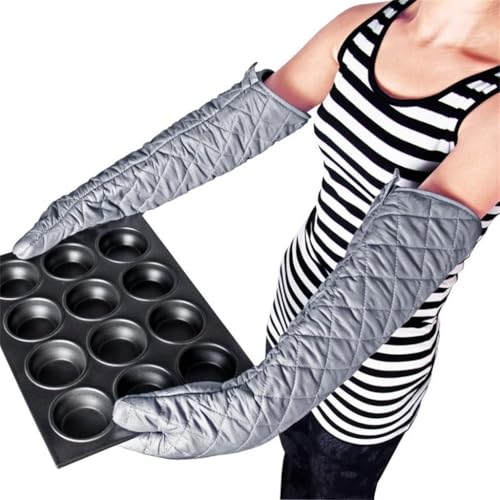 Extra Long 23 Inch Heat Resistant Oven Gloves New Cotton Oven Mitts Kitchen Gloves High Temperature Cooking Tool BBQ Gloves