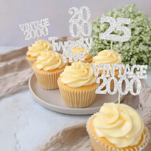 24Pcs 25th Birthday Cupcake Toppers Glitter Twenty (24 Count)