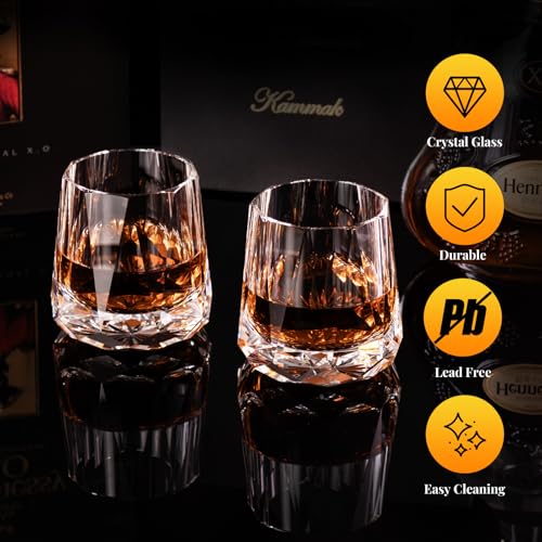 Crystal Whiskey Glasses Set of 2 Handcrafted Old Fashioned Glasses