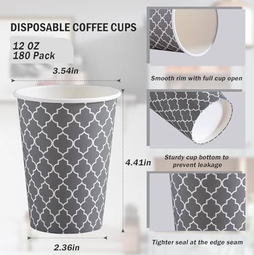 Coffee Cups 12 oz 180 Pack (180 Count)