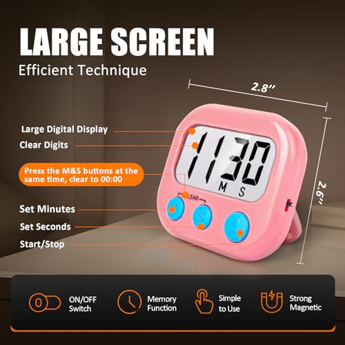 Digital Kitchen Timers for Cooking (6 Count)