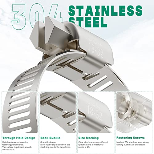 10PCS Hose Clamps Stainless Steel Adjustable 3