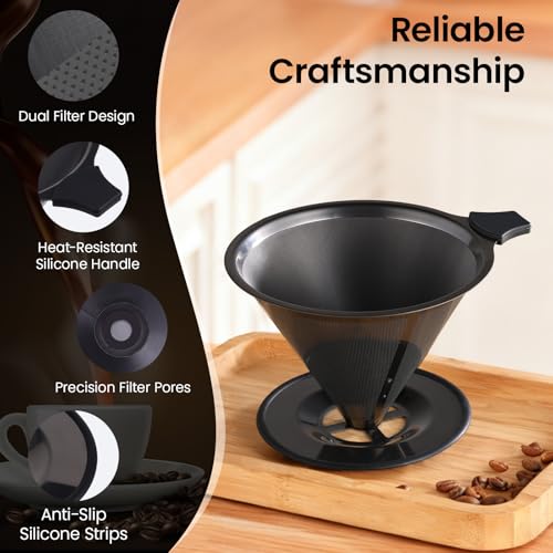 2.0 Upgraded】 Stainless Steel Pour Over Coffee Maker