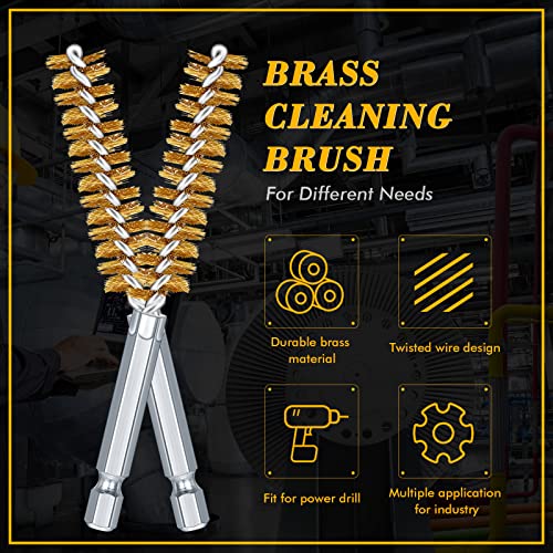 12 Pieces Bore Brush for Drill Wire Bore Brush Set Wire Cleaning Set Stainless Steel Cleaning for Power Drill Impact Driver