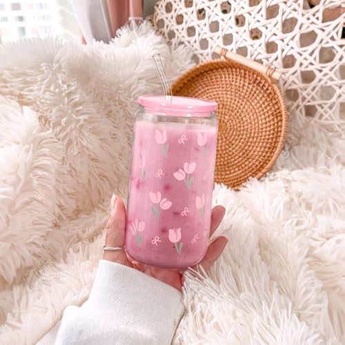 Floral Glass Can