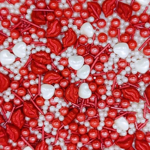 Sprinkles Redlips & Heart Cake Decorations Topper Edible Themed Sprinkles For Cake Decorations (4.58 Ounce)