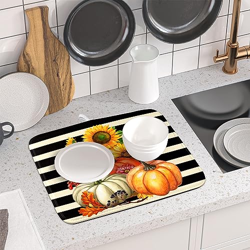 Sunflower Pumpkin Dish Drying Mat for Kitchen Counter