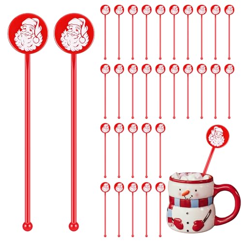 30 Pcs Christmas Drink Stirrers Santa Claus Stir Sticks (30 Count)