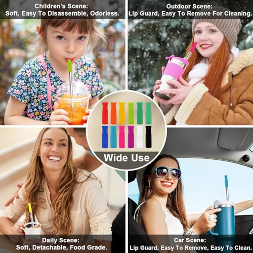 Newly Upgraded 8.5In Reusable Stainless Steel Straws Set 12 PCS with 12 Silicone Tips (12 Count)