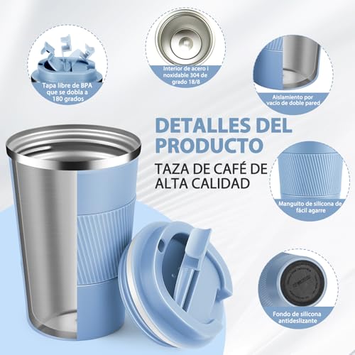 13 oz Stainless Steel Insulated Travel Coffee Mug with Fip Lid