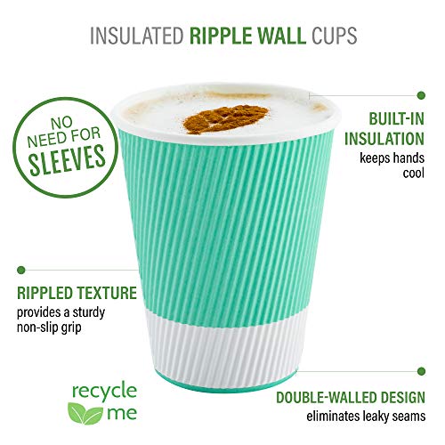 Ripple Wall Coffee Cups 25 Count8 Ounce Insulated Light Green Paper Cups