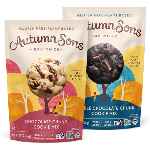 Gluten Free Chocolate Chunk & Double Chocolate Chunk Cookie Mix Combo Pack. Vegan Plant Based Baking Mix. Top 9 Allergen Free. 9.3 oz (18.6 Ounce)