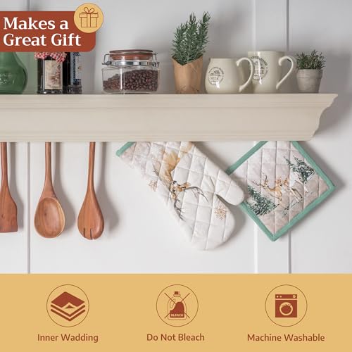 100% Cotton Oven Mitt & Pot Holder Set