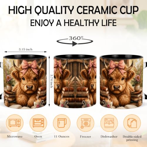 Highland Cow Coffee Mug Gift for Book Lovers