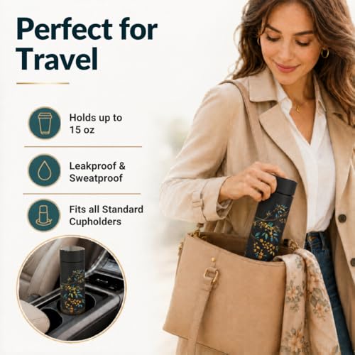 Tea Infuser for Loose Leaf Tea Smart Water Bottle with Fahrenheit Temperature Display