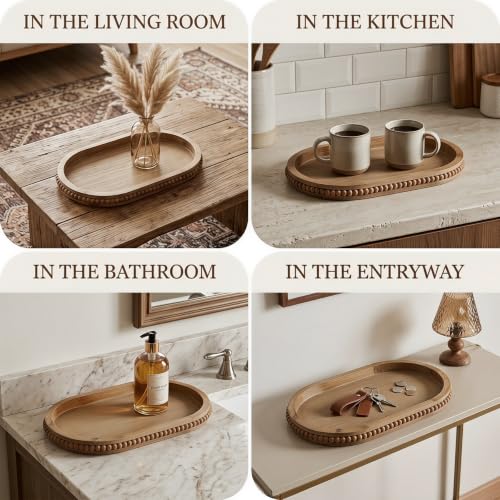 Brown Oval Wood Decorative Tray
