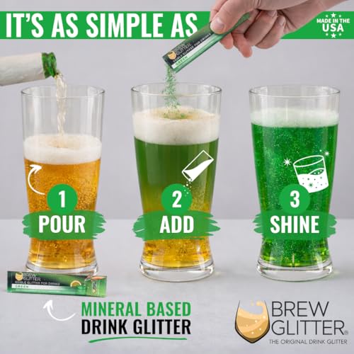 Brew Glitter Green Edible Drink Glitter 4 x 2g Packets for Cocktails (4 Count)