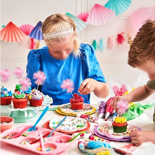 30Pcs Foil Firework Cupcake Toppers Sparkle Tinsel Cupcake Picks Happy Birthday Cake Toppers Drink Cocktail Food Fruit Toothpicks for Baby Shower Birthday Party Supplies Pink (30 Count)
