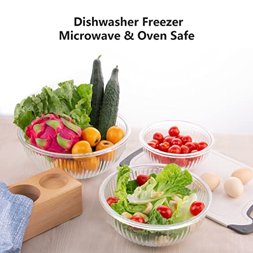 Glass Mixing Bowls with Lids Set of 3 (6 Count)