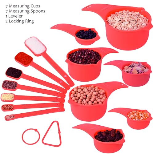 Red Measuring Cups and Spoons Set 15