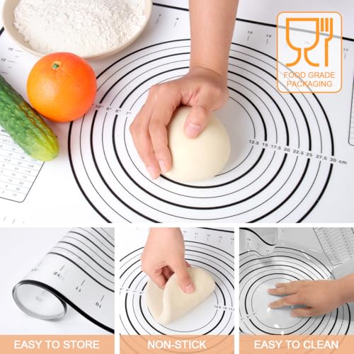 Rolling Pin and Silicone Pastry Mat Set