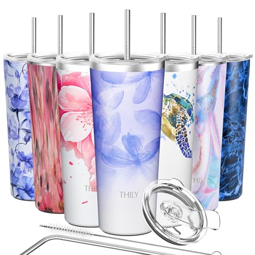 Stainless Steel Vacuum Insulated Tumbler Travel Mug 26 oz Coffee Cup with 2 Lids and Straws