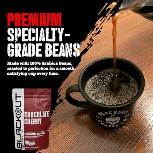 Blackout Coffee Chocolate Cherry Flavored Ground Coffee (12 Ounce)