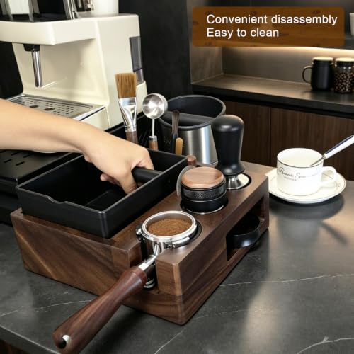 Espresso tamping station knock box