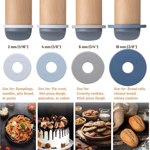 Adjustable Rolling Pin with Thickness Rings
