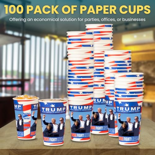 Trump Design Disposable Paper Coffee Cups (100 Count)