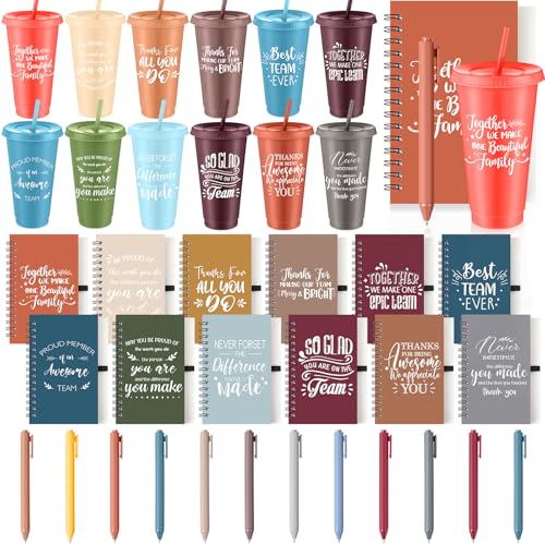 36 Pcs Employee Appreciation Gifts Bulk 24 oz Thank You Tumbler with Lid and Straw Mini Spiral Notebooks and Pens Appreciation Gifts for Team Employee Coworkers Teacher (36 Count)
