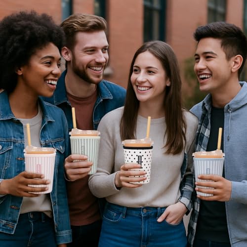 Reusable Insulated Neoprene Iced Coffee Cup Sleeve (3 Count)