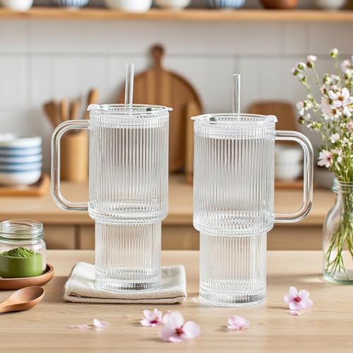 18oz Iced Coffee Cups with Lids and Straws