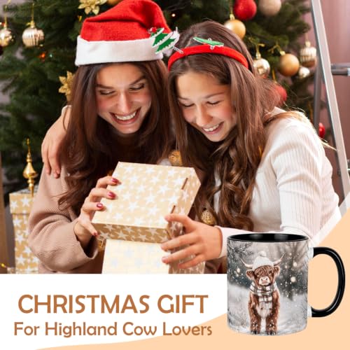 Snowy Winter Highland Cow Coffee Mug