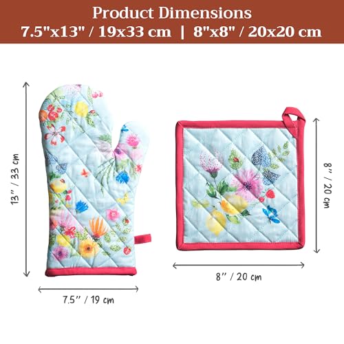 100% Cotton Oven Mitt & Pot Holder Set
